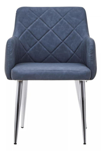 Orsina Tamzin Dark Grey Upholstered Dining Chair with Chrome Legs