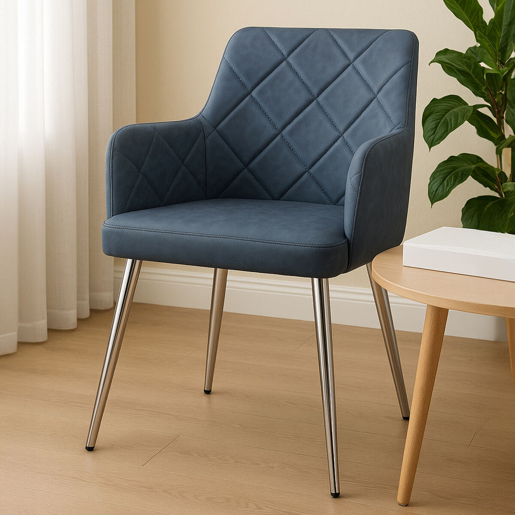 Orsina Tamzin Dark Grey Upholstered Dining Chair with Chrome Legs