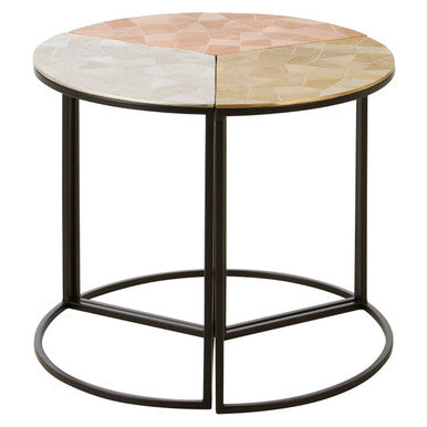 Orsina Mirano Set of 3 Round Side Tables – Etched Mixed Metal Tops