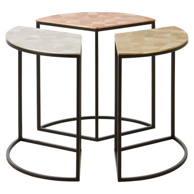 Orsina Mirano Set of 3 Round Side Tables – Etched Mixed Metal Tops