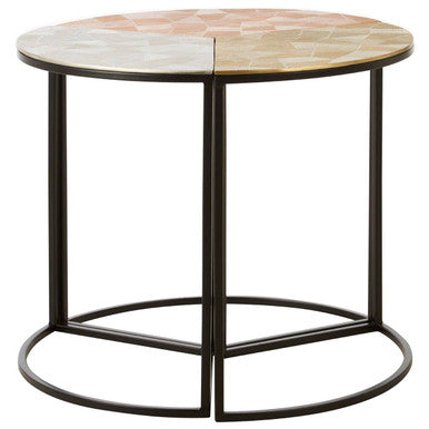Orsina Mirano Set of 3 Round Side Tables – Etched Mixed Metal Tops