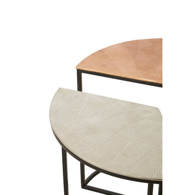 Orsina Mirano Set of 3 Round Side Tables – Etched Mixed Metal Tops
