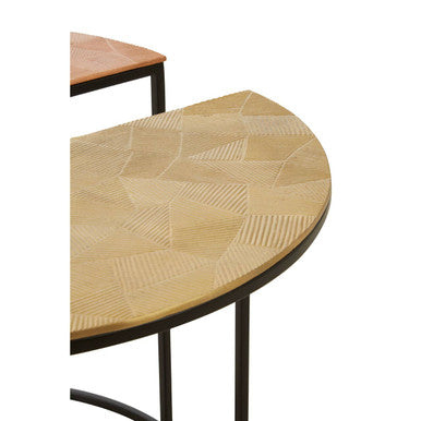Orsina Mirano Set of 3 Round Side Tables – Etched Mixed Metal Tops