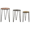Orsina Mirano Set of 3 Round Metallic Side Tables with Hairpin Legs