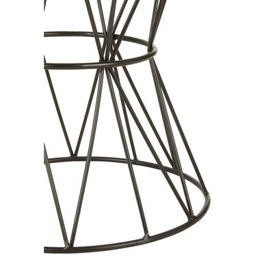 Orsina Rabia White Marble Side Table | Black Iron Corset Base