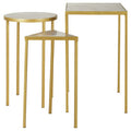 Orsina Rabia Grey Marble & Antique Brass Nesting Tables - Set of 3