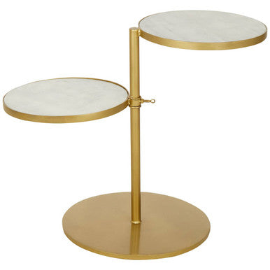 Orsina Rabia Round Marble Side Table – Gold Finish 2-Tier End Table