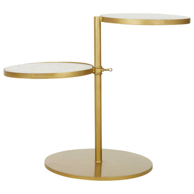 Orsina Rabia Round Marble Side Table – Gold Finish 2-Tier End Table