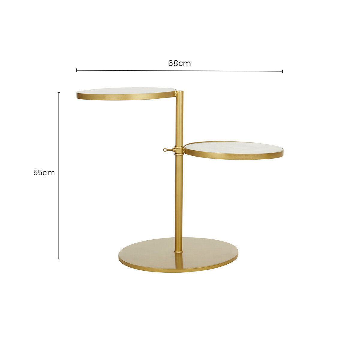 Orsina Rabia Round Marble Side Table – Gold Finish 2-Tier End Table