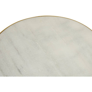 Orsina Rabia Round Marble Side Table – Gold Finish 2-Tier End Table