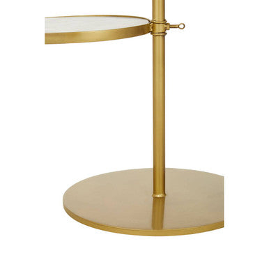 Orsina Rabia Round Marble Side Table – Gold Finish 2-Tier End Table