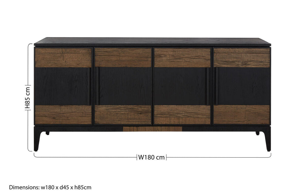Orsina Salvar Oak Wood Sideboard – Two-Tone 4-Door Dining Buffet