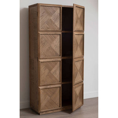 Orsina Salvar Natural Oak Wood Tall Cabinet – Boho Storage Tower