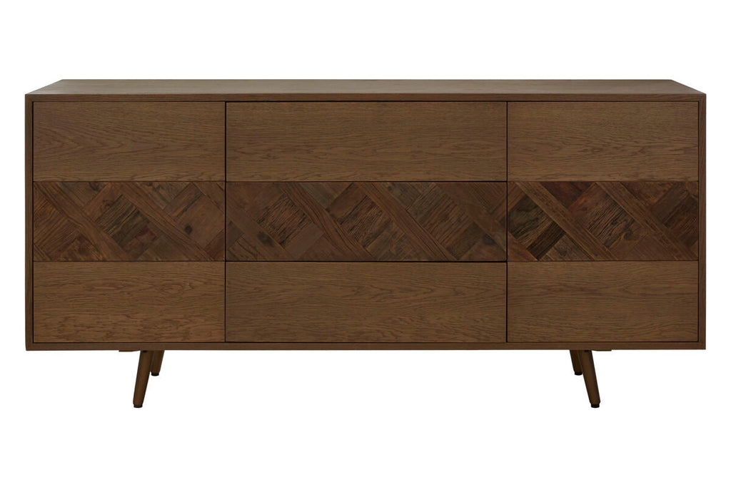Orsina Salvar Oak and Elm Wood Sideboard – 3-Door Rustic Buffet