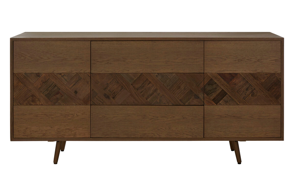 Orsina Salvar Oak and Elm Wood Sideboard – 3-Door Rustic Buffet