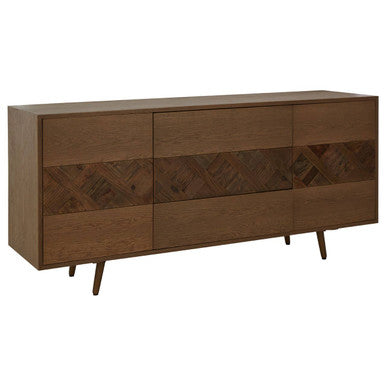 Orsina Salvar Oak and Elm Wood Sideboard – 3-Door Rustic Buffet