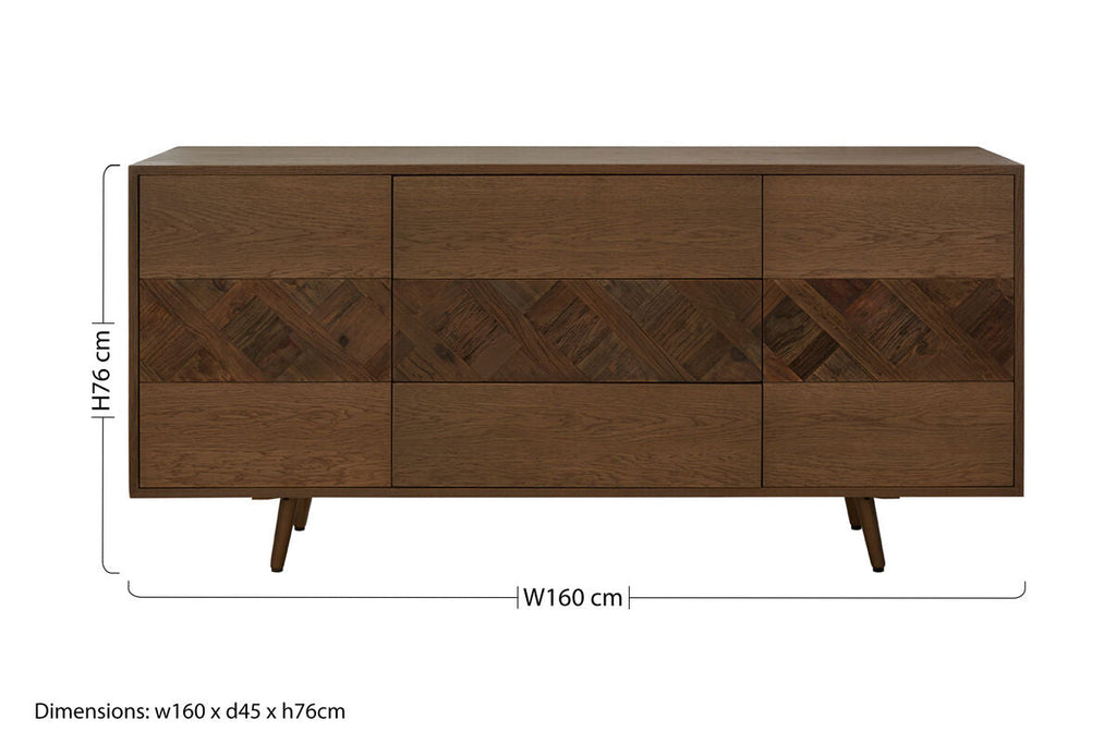 Orsina Salvar Oak and Elm Wood Sideboard – 3-Door Rustic Buffet