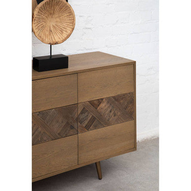 Orsina Salvar Oak and Elm Wood Sideboard – 3-Door Rustic Buffet