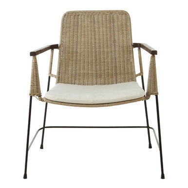 Orsina Java Natural Rattan Accent Chair – Grey Kubu Weave & Iron Legs