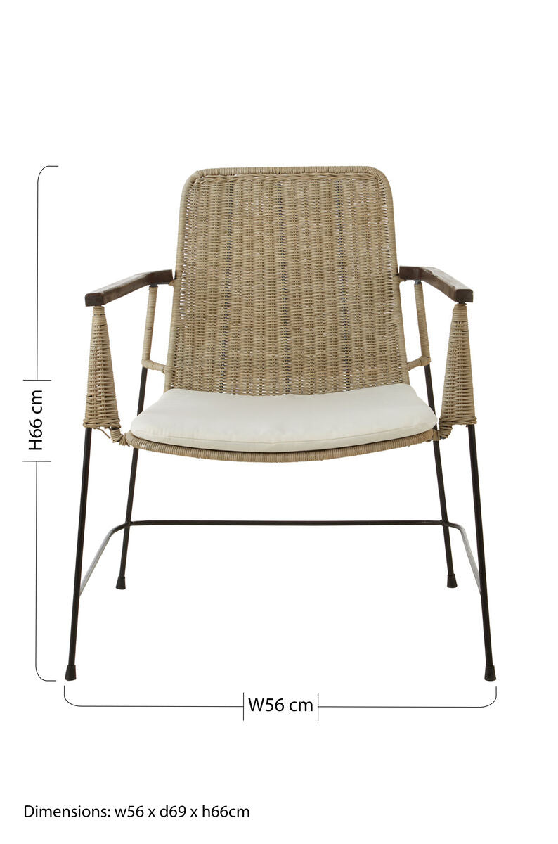 Orsina Java Natural Rattan Accent Chair – Grey Kubu Weave & Iron Legs