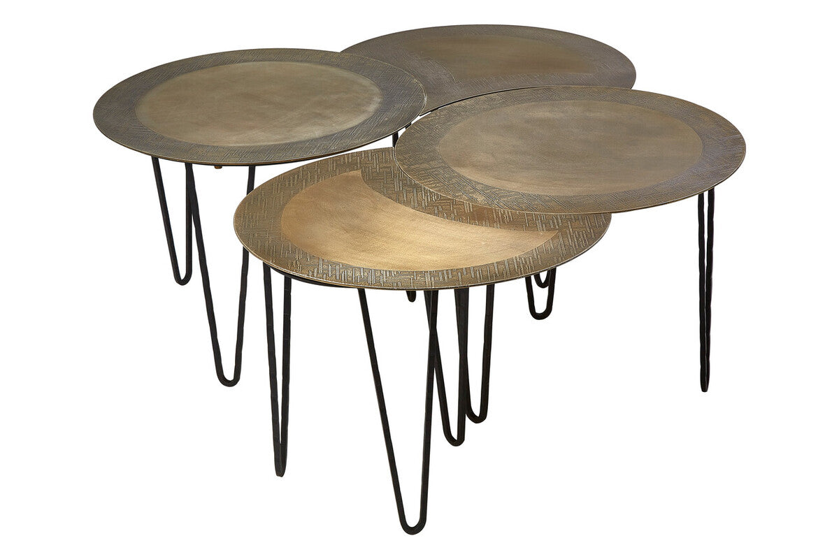 Orsina Rany Coffee Table Set of 4 – Antique Brass & Iron Hairpin Legs