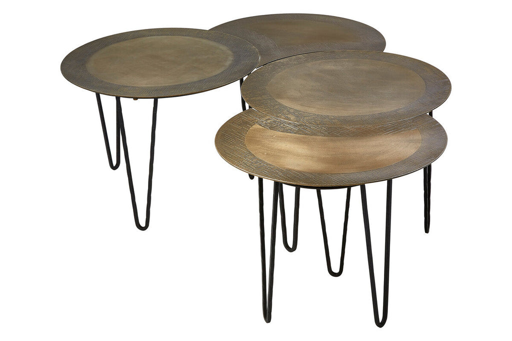 Orsina Rany Coffee Table Set of 4 – Antique Brass & Iron Hairpin Legs