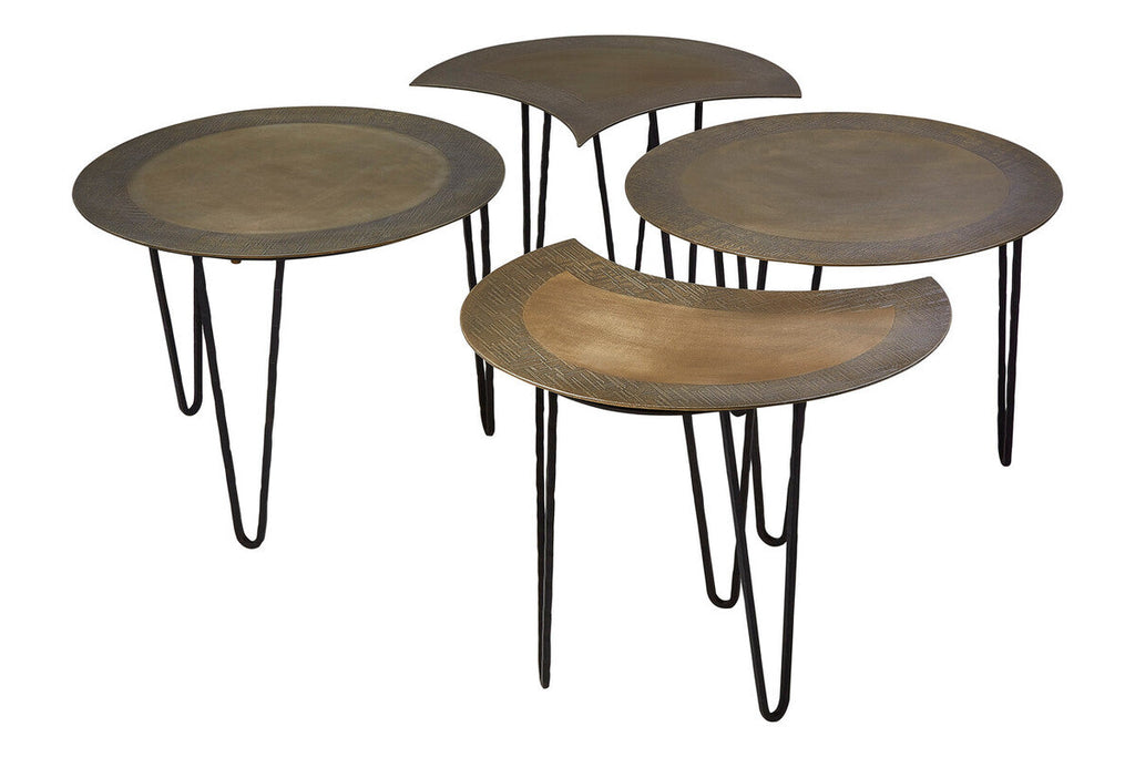 Orsina Rany Coffee Table Set of 4 – Antique Brass & Iron Hairpin Legs