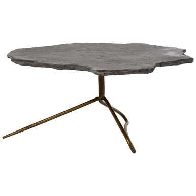 Orsina Rany Stone Coffee Table – Live Edge Top with Geometric Base