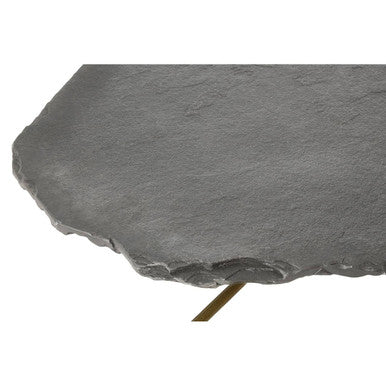 Orsina Rany Stone Coffee Table – Live Edge Top with Geometric Base