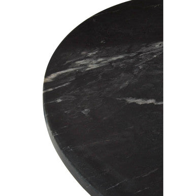 Orsina Rany Black Marble Side Table | Round Top & Antique Brass Pole