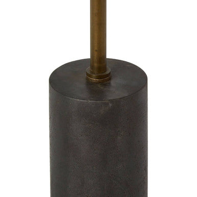 Orsina Rany Black Marble Side Table | Round Top & Antique Brass Pole