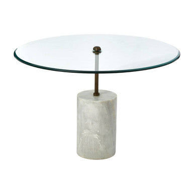 Orsina Rany Round Glass and White Marble Side Table – Antique Brass