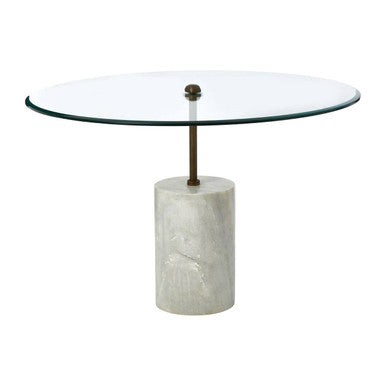 Orsina Rany Round Glass and White Marble Side Table – Antique Brass
