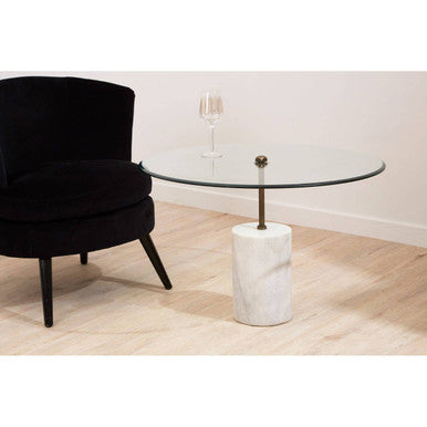 Orsina Rany Round Glass and White Marble Side Table – Antique Brass