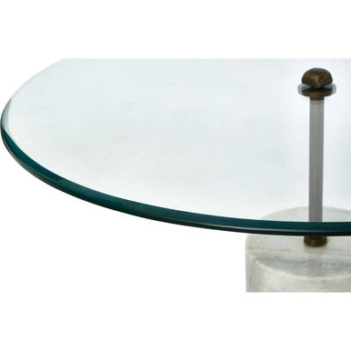 Orsina Rany Round Glass and White Marble Side Table – Antique Brass
