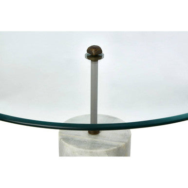 Orsina Rany Round Glass and White Marble Side Table – Antique Brass
