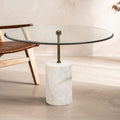Orsina Rany Round Glass and White Marble Side Table – Antique Brass