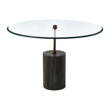 Orsina Rany Round Glass and Black Marble Side Table – Antique Brass