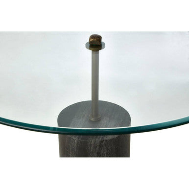 Orsina Rany Round Glass and Black Marble Side Table – Antique Brass