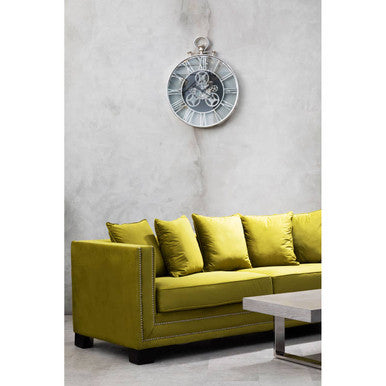 Orsina Sofia 3 Seater Moss Velvet Sofa with Nailhead Trim