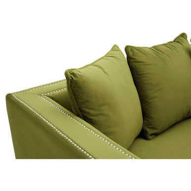 Orsina Sofia 3 Seater Moss Velvet Sofa with Nailhead Trim