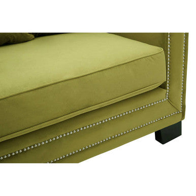Orsina Sofia 3 Seater Moss Velvet Sofa with Nailhead Trim