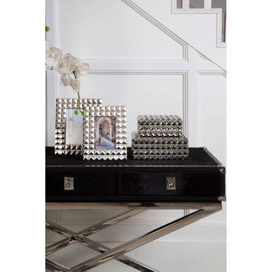 Orsina Kensington Black Hair-on-Leather 3-Drawer Console Table