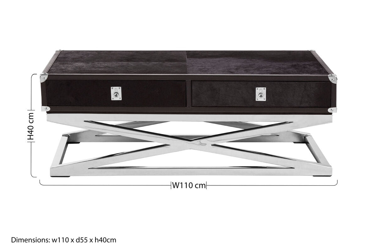 Orsina Kensington Townhouse Hair-On-Hide 2-Drawer Coffee Table