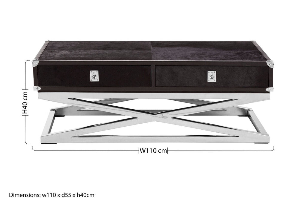 Orsina Kensington Townhouse Hair-On-Hide 2-Drawer Coffee Table