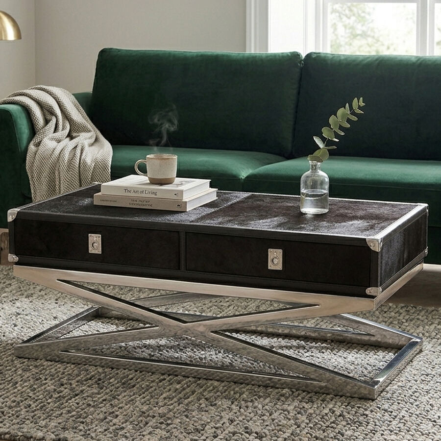 Orsina Kensington Townhouse Hair-On-Hide 2-Drawer Coffee Table