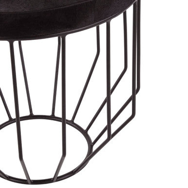 Orsina Kensington Townhouse Round Side Table – Black Hair-On-Hide