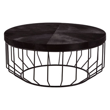 Orsina Kensington Townhouse Round Hair-On-Hide Leather Coffee Table