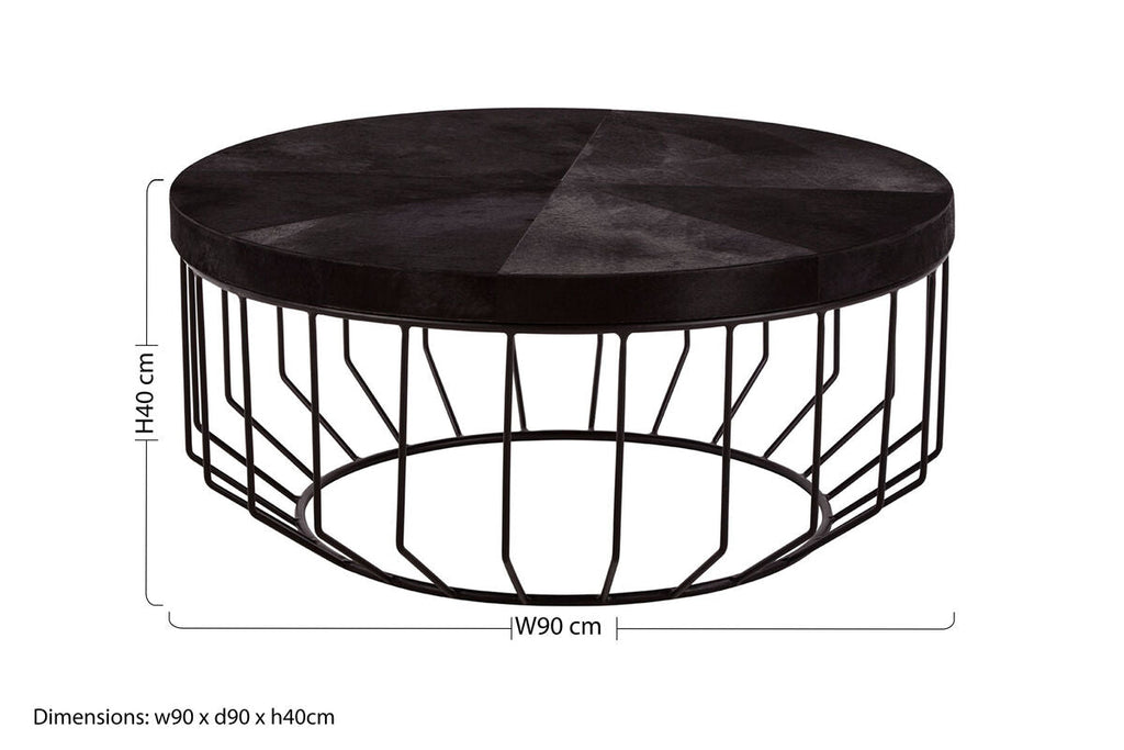 Orsina Kensington Townhouse Round Hair-On-Hide Leather Coffee Table