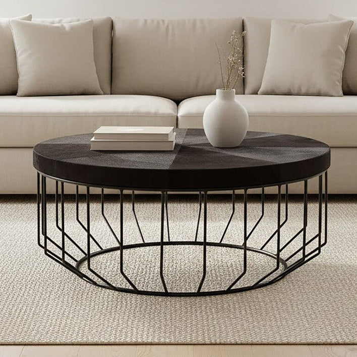 Orsina Kensington Townhouse Round Hair-On-Hide Leather Coffee Table